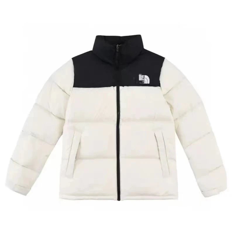 White and Black North Face Down Jacket