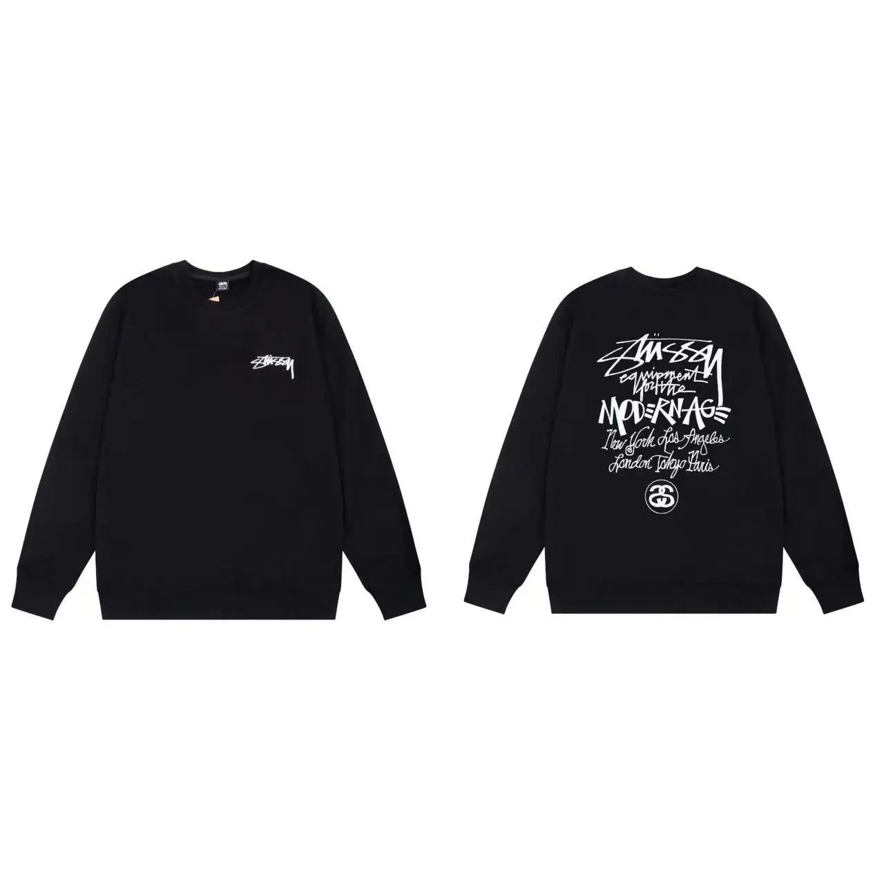 Stüssy Modern Age Crewneck Black Hoodie - 11