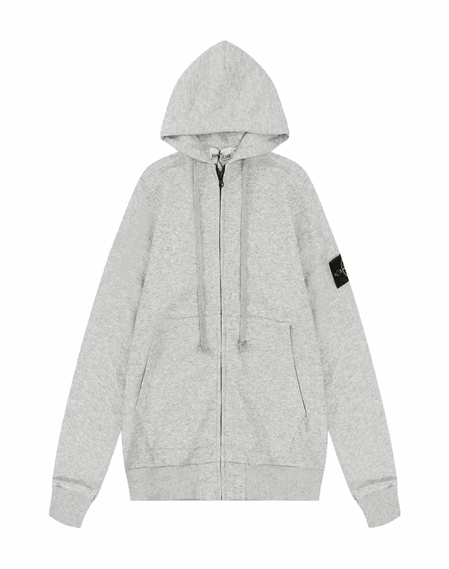 Stone Island Grey Zip-Up Hoodie