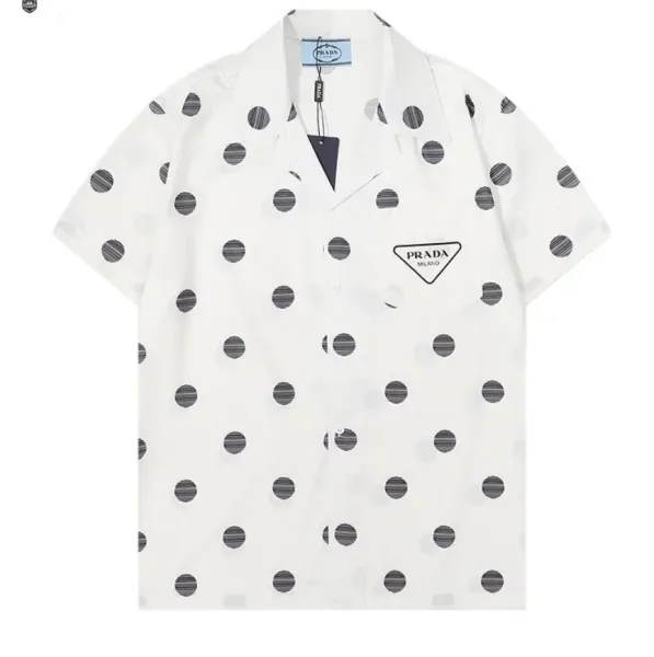 Prada Floral Print Short-Sleeve Shirt Black and White - 13