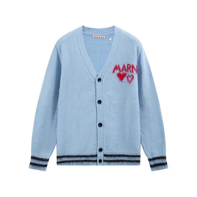 Acne Studios Knitwear AC30 V-neck button-front face-patch cardigan product detail image 10