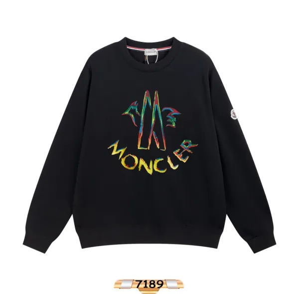 Moncler Spray Paint Logo Black Crewneck Sweatshirt - 11