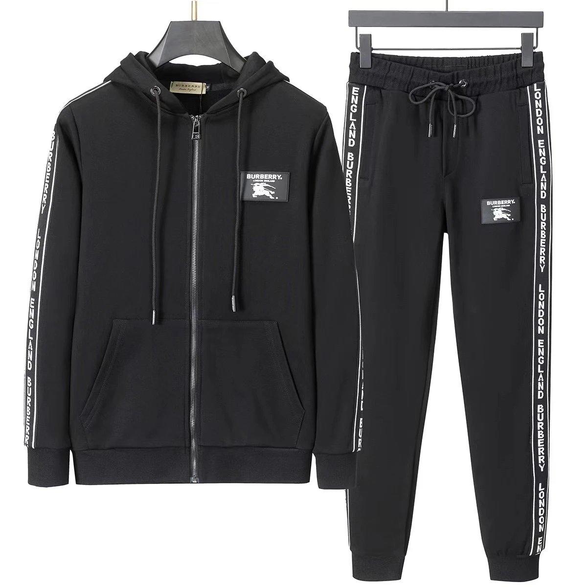 Burberry Check-Print Track Suit Set Dark Green Black Tracksuit - 13