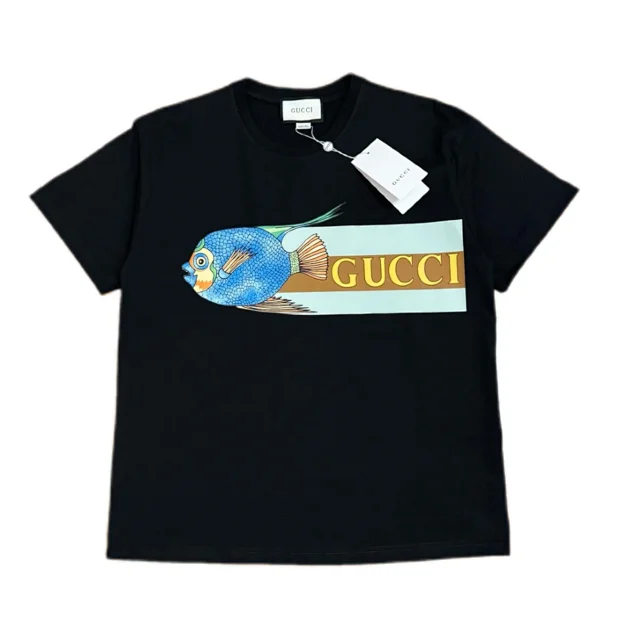 Gucci T-Shirts Short-Sleeve Logo Print Crewneck product detail image 9