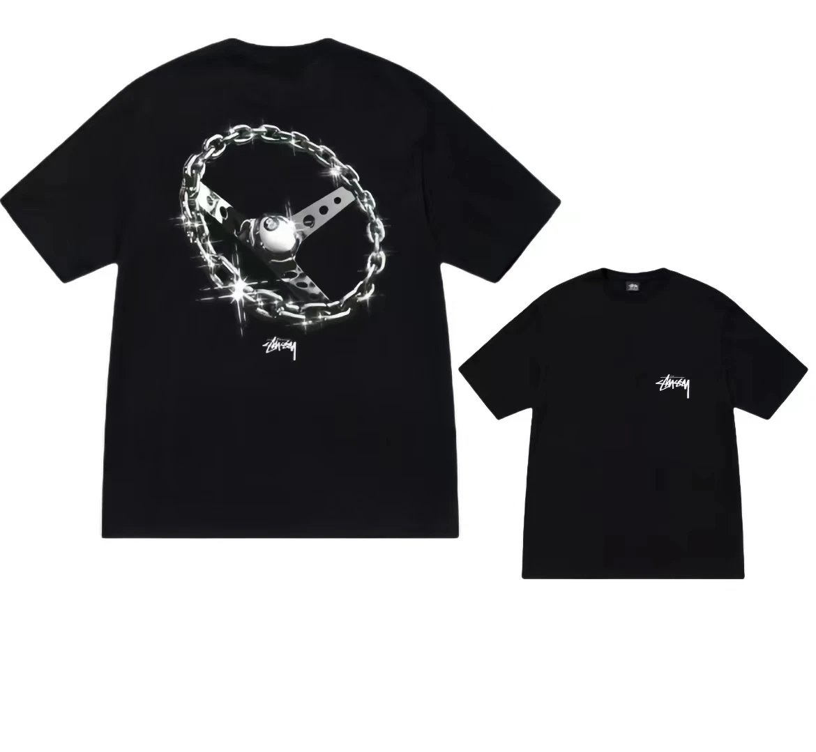 Stüssy Chain Steering Wheel Navy T-Shirt - 11