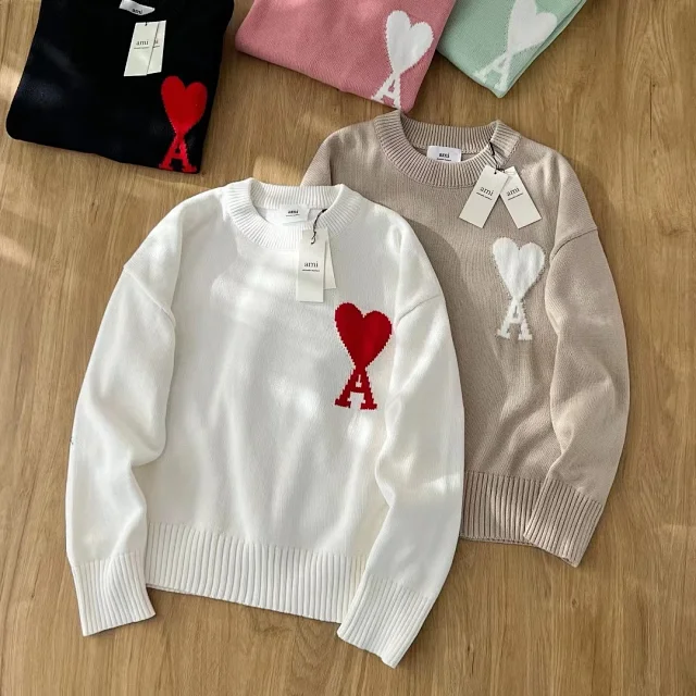 AMI Paris Knitwear de Coeur crewneck sweater product detail image 7