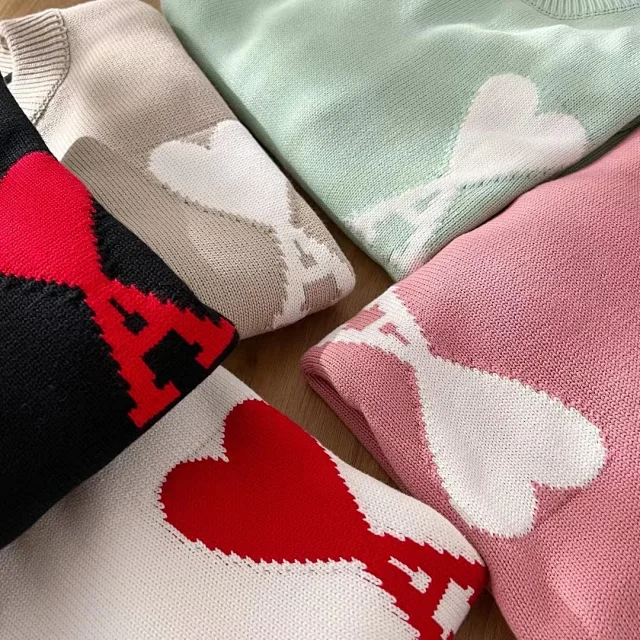 AMI Paris Knitwear de Coeur crewneck sweater product detail image 6