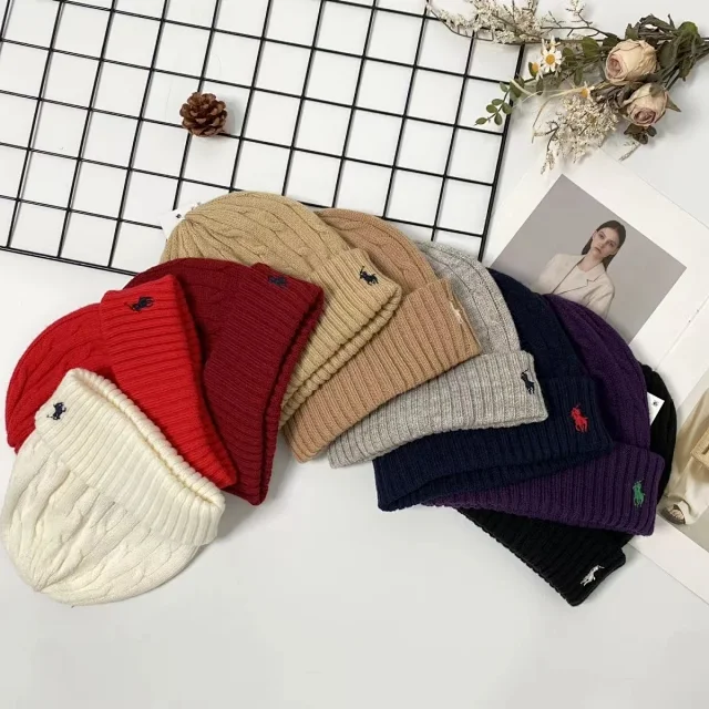 Polo Ralph Lauren Hats Ribbed Cuff Knit Beanie with Embroidered Pony Logo product detail image 5