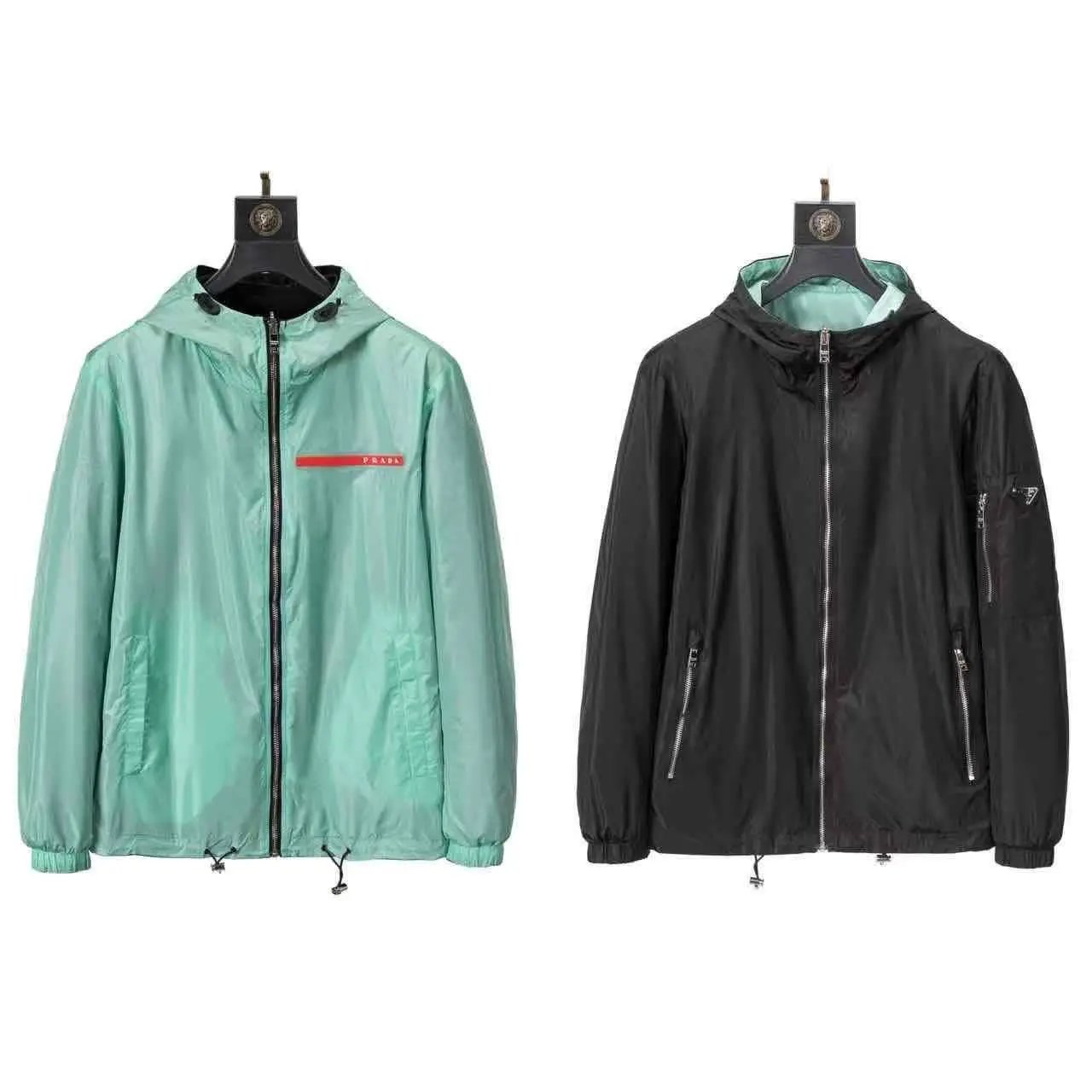 Prada Jackets Hooded zip-up windbreaker jacket — 9