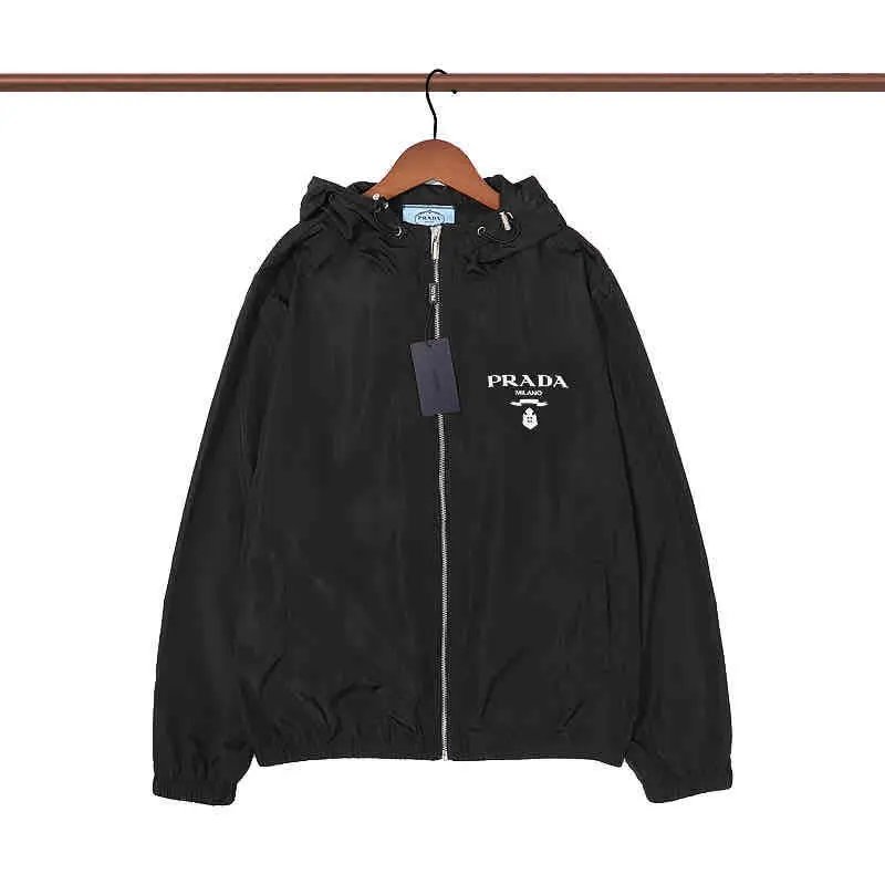 Prada Jackets Hooded zip-up windbreaker jacket — 35