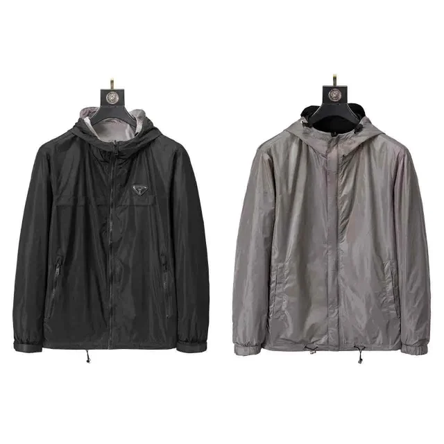 Prada Jackets Hooded zip-up windbreaker jacket product detail image 13