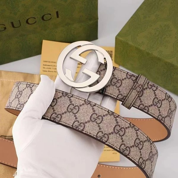 Gucci GG Marmont Belt Beige Canvas with Silver Buckle Belt Canvas Belt product listing in Litbuy spreadsheet finds