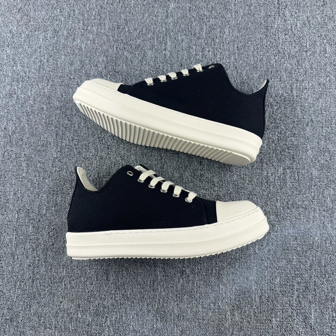 Rick Owens DRKSHDW Runner Low Black and White Canvas Sneakers