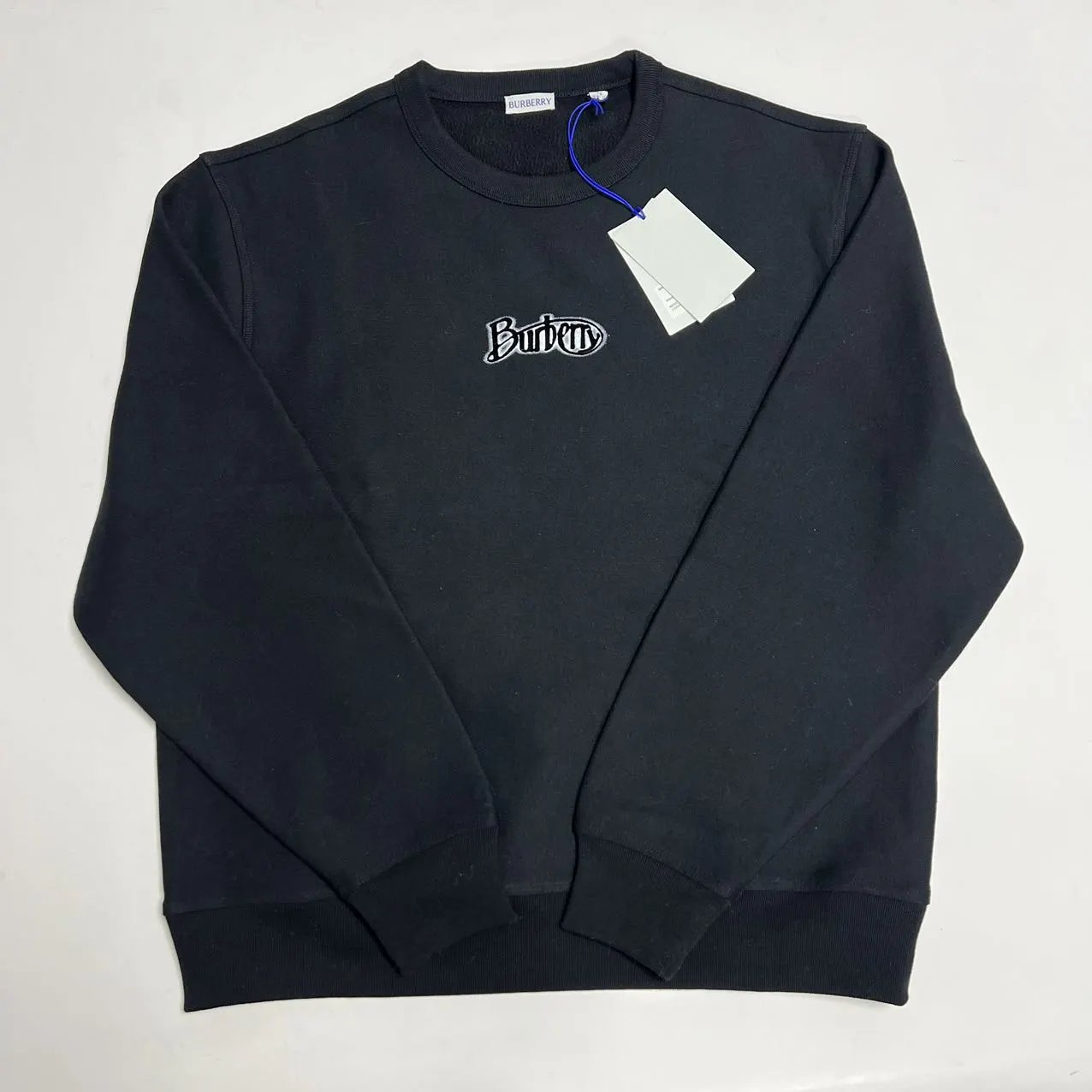 Burberry Flocked Horizontal Stripe Crew Hoodie