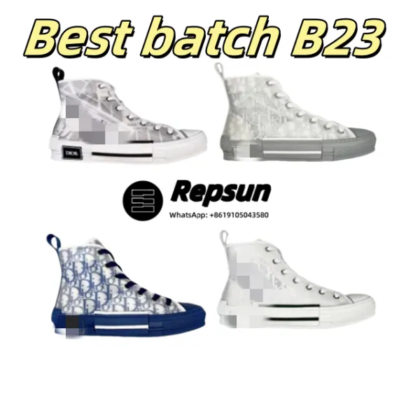 Dior B23 High-Top Sneakers Navy Blue and White - 2