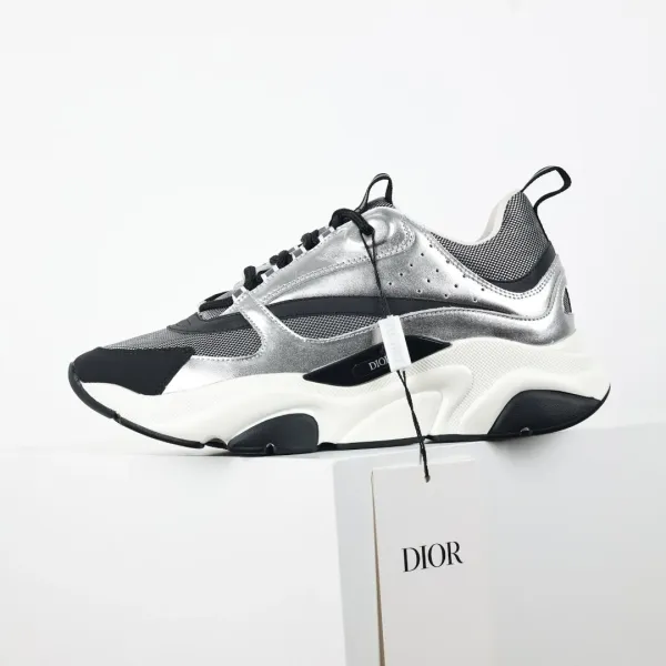 Dior B23 Low Silver Metallic Mesh Sneakers Chunky Sneakers - 1