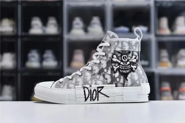 Dior B23 High-Top Transparent Skull Print Sneakers - 1