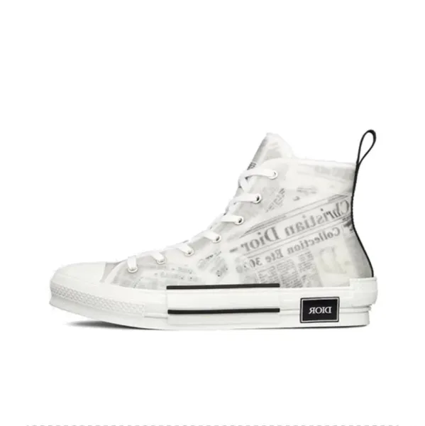 Dior B23 High-Top Sneakers White Newspaper Print - 1