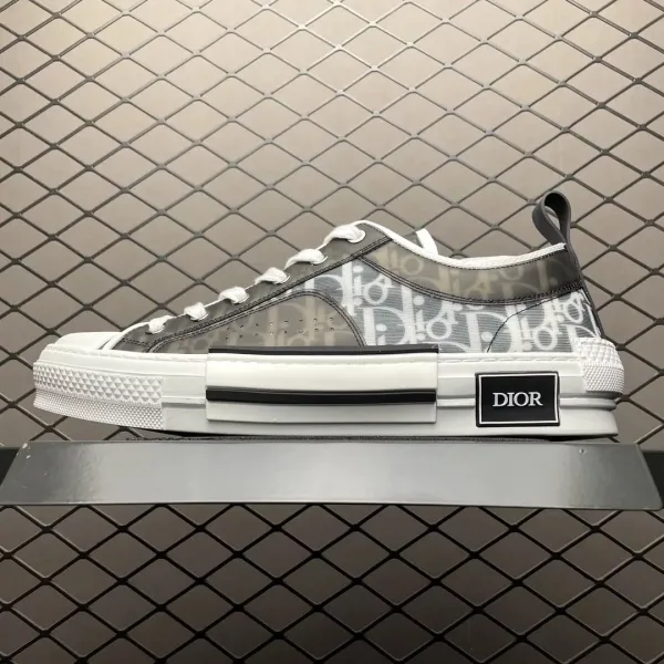 Dior B23 Oblique Low-Top Sneakers Gray and White - 1
