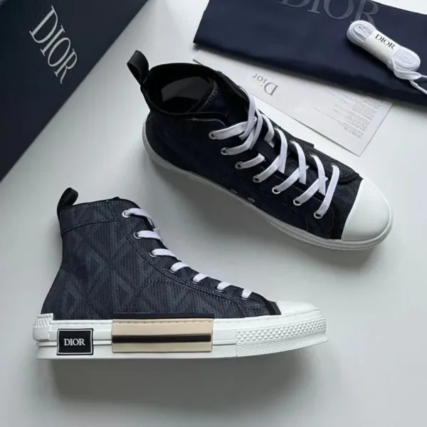 Dior B23 High-Top Sneakers Navy Blue and White - 1