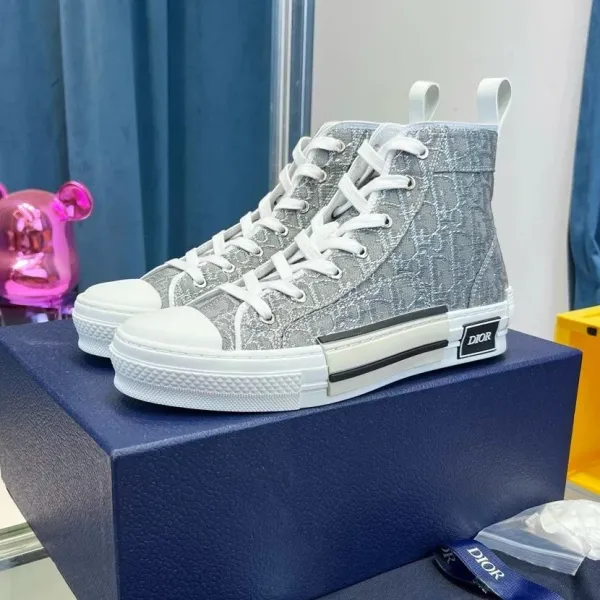 Dior B23 High-Top Sneakers Navy Blue and White - 8