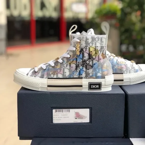 Dior B23 High-Top Transparent Oblique Print Sneakers - 1