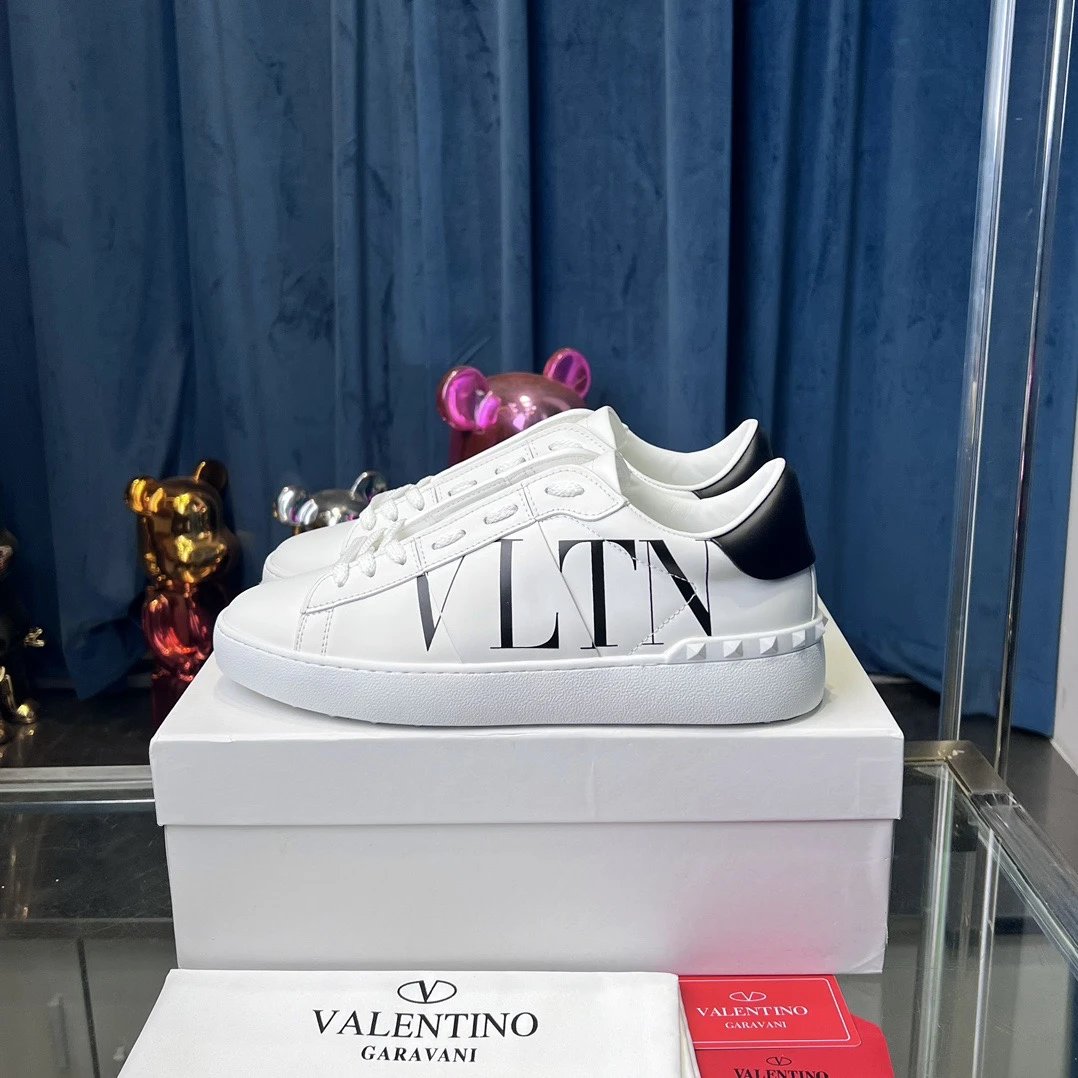Valentino VLTN Leather Low Sneakers Logo Print White