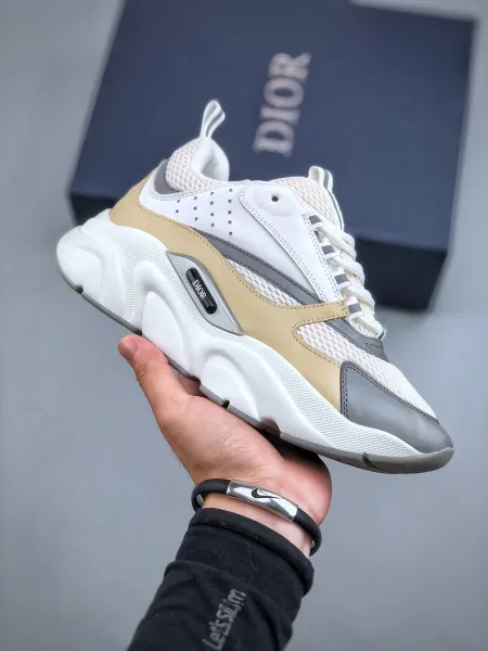 Dior B23 Low Beige Gray White Sneakers Chunky Sneakers - 1