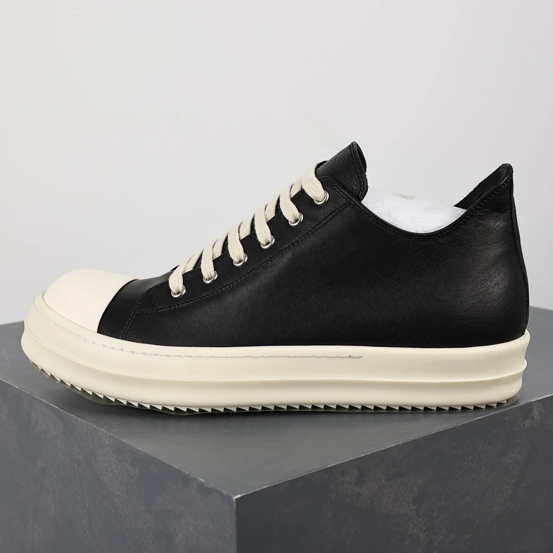 Rick Owens DRKSHDW Low-Top Leather Sneakers Black and Cream