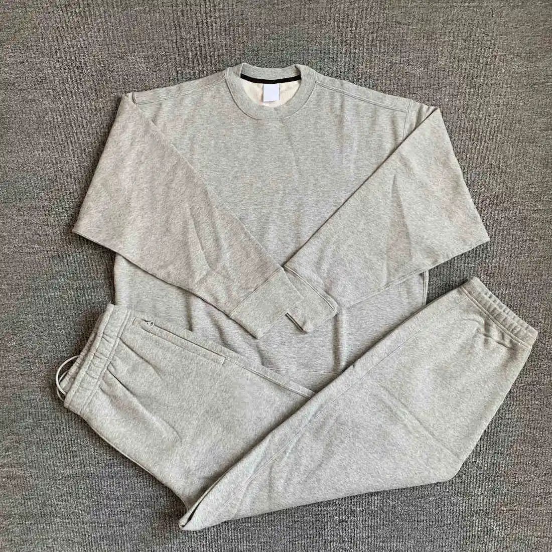 Basic Crewneck Sweatshirt and Jogger Set Gray