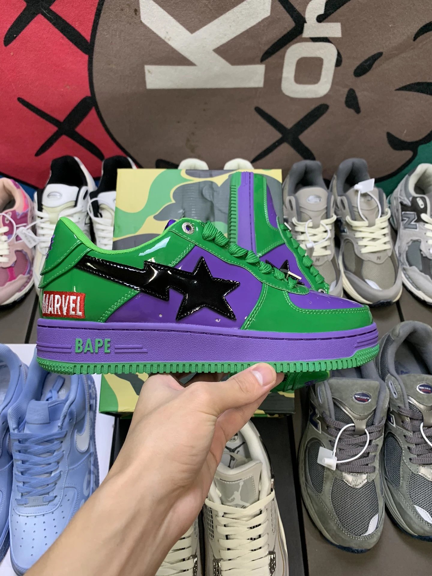【纯原现货】Marvel x Bape Sta To Low 漫威超级英雄联名 猿人头经典低帮运动 休闲鞋 定制特殊透明鞋盒