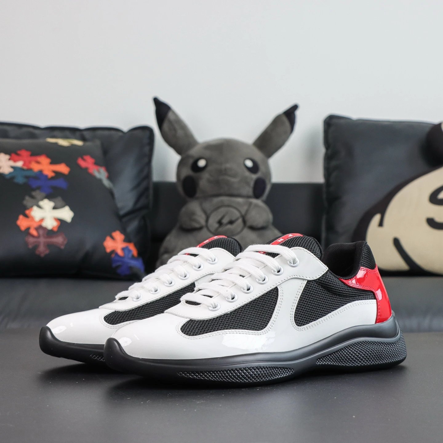 Bright surface white black red