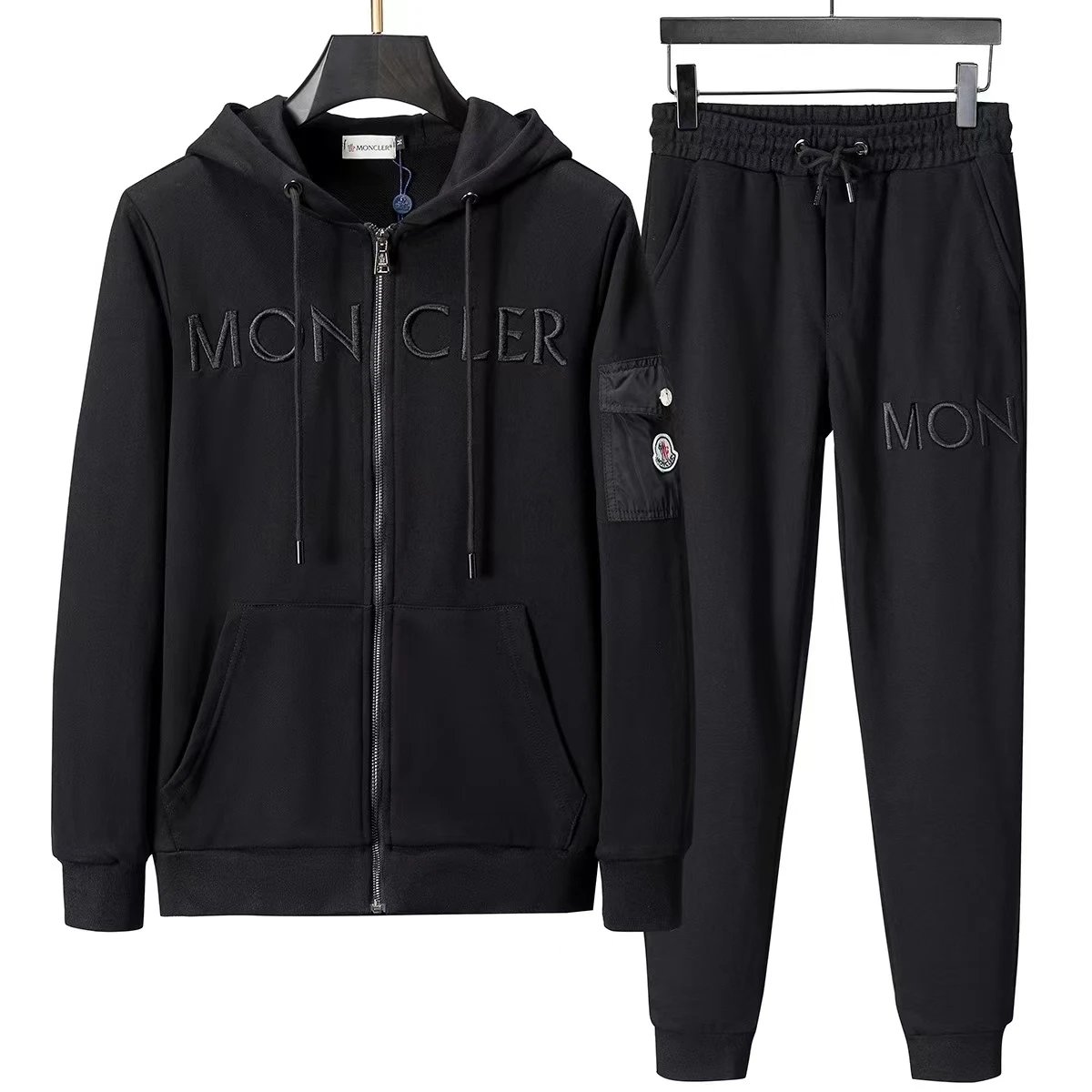 Moncler Genius Tracksuit Black with Red-White-Blue Trim - 13