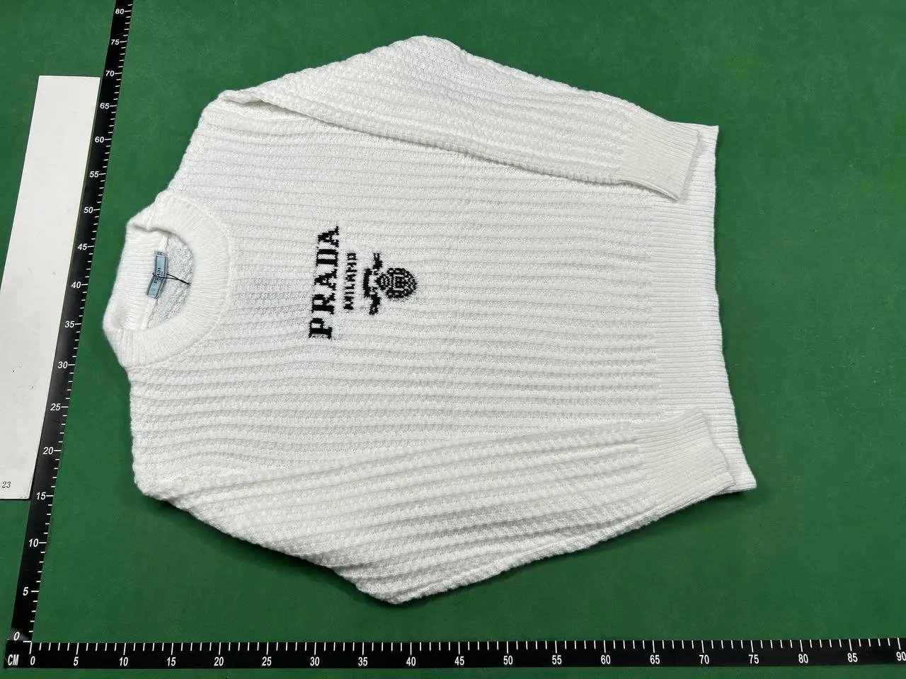 Prada Logo-Embroidered Ribbed Knit Sweater White - 21