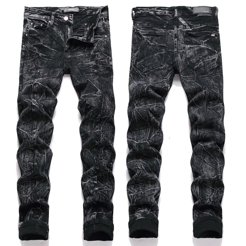 EXIAMIRI Distressed Black Acid-Wash Skinny Jeans