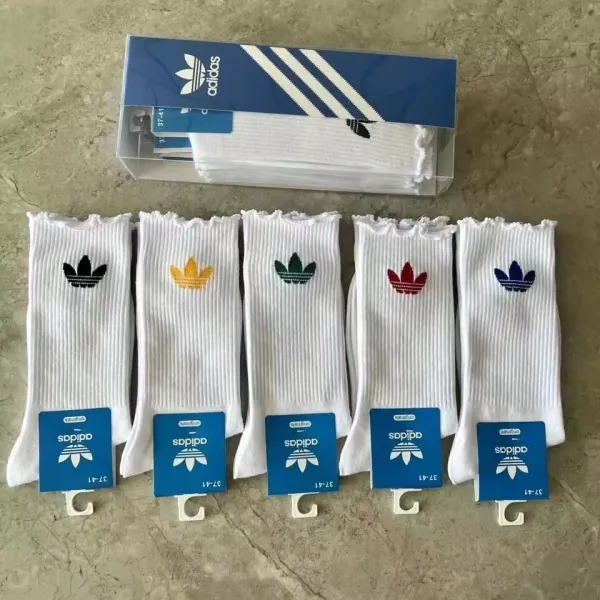 Adidas Originals Trefoil Logo Ribbed Crew Socks Multicolor - 1
