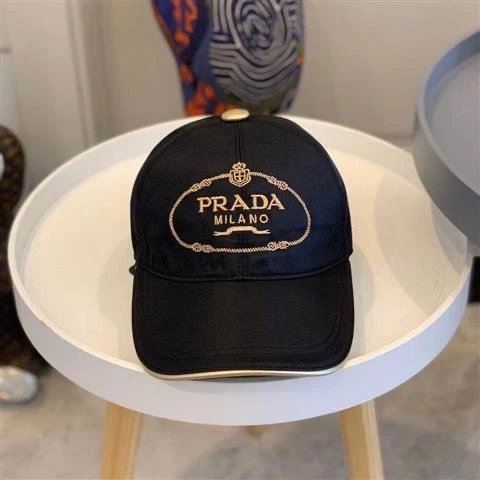 Prada Embroidered Logo Cap Black Gold
