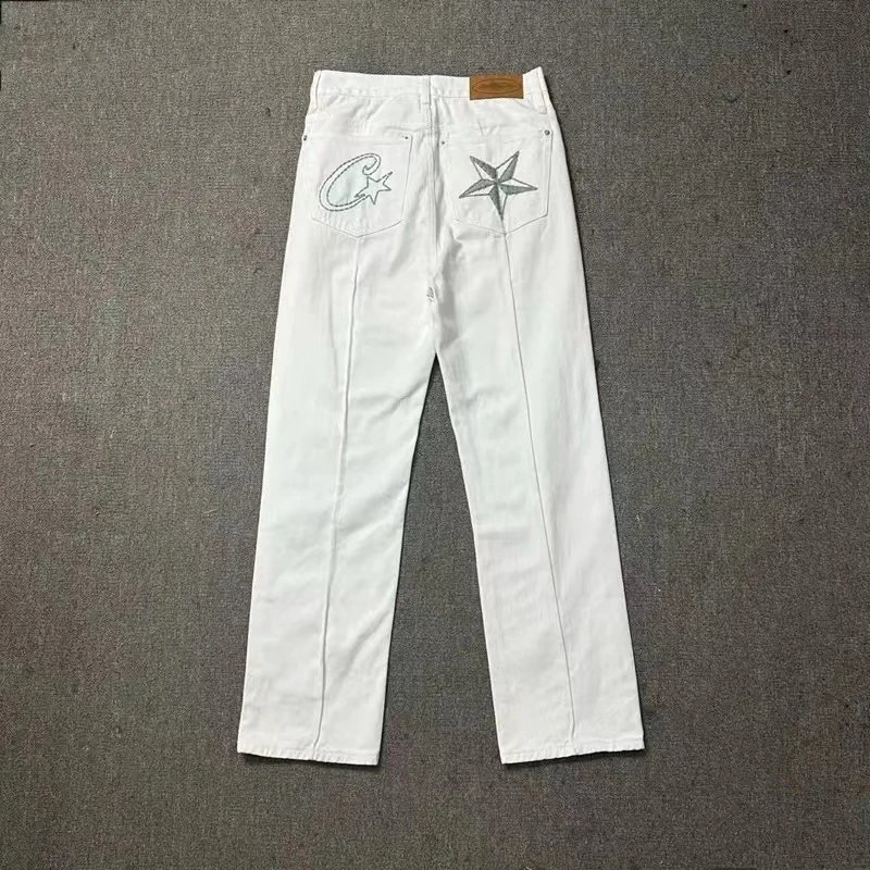 C恶牛仔长裤白高版本