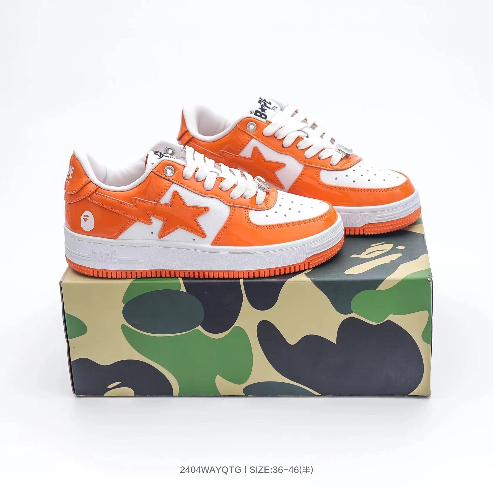 Bapesta Sneakers — White Orange colorway — USFans Spreadsheet photo
