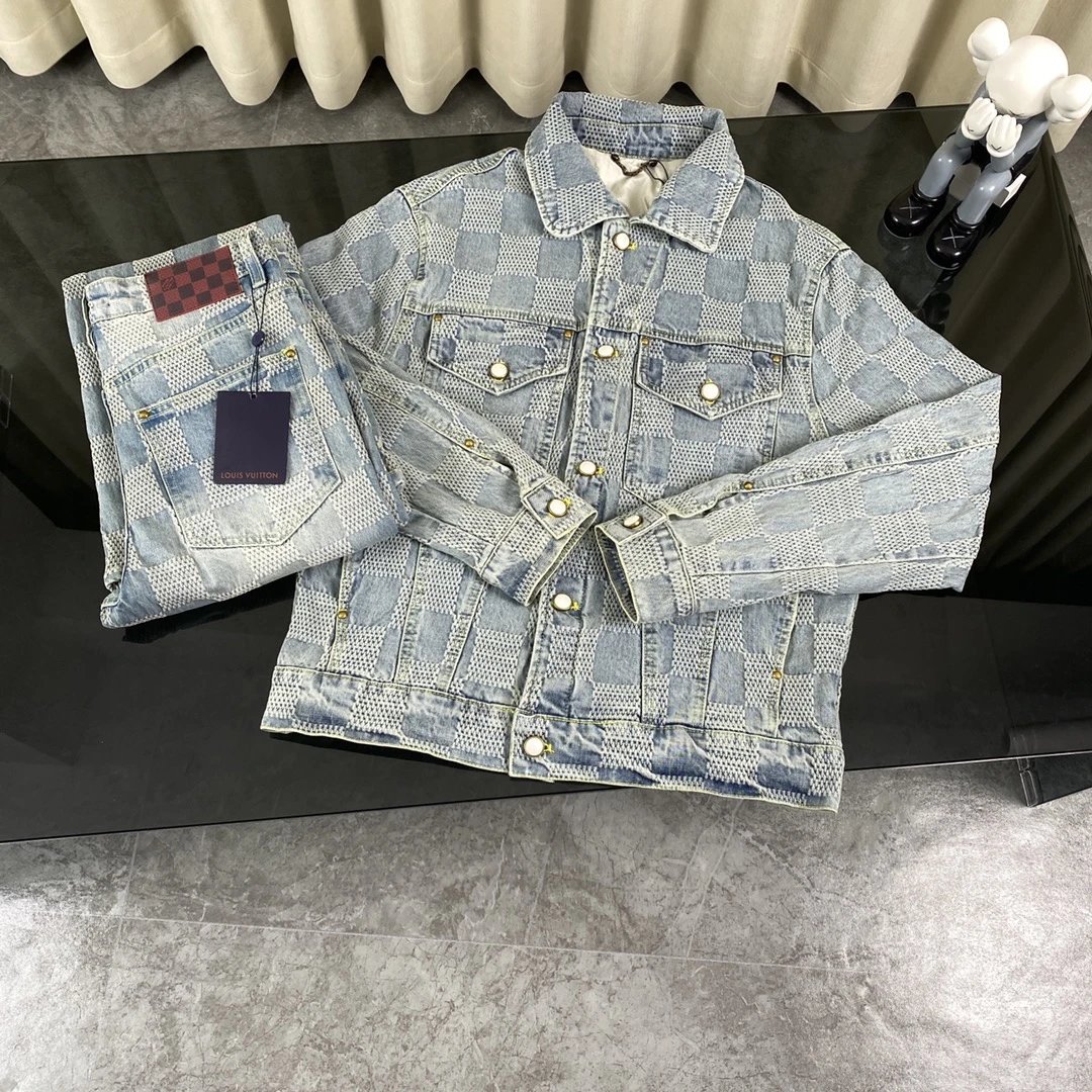 Checked denim top