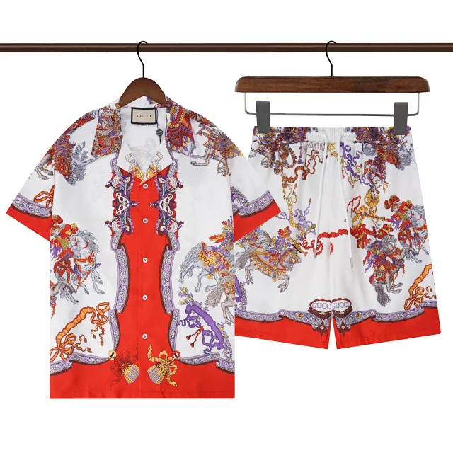 Gucci Matching Sets Short-sleeve button-up shirt and drawstring shorts set product detail image 7