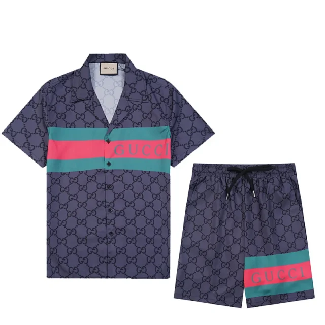 Gucci Matching Sets Short-sleeve button-up shirt and drawstring shorts set product detail image 3