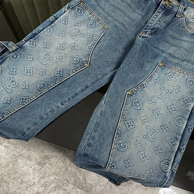 Louis Vuitton Jeans Monogram Panel Straight-Leg product detail image 6