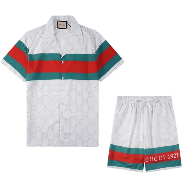 Gucci Matching Sets Short-sleeve button-up shirt and drawstring shorts set product detail image 4
