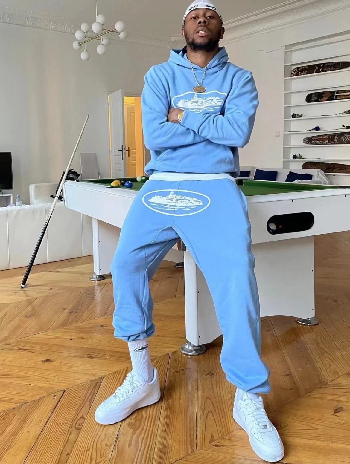 Item Thumbnail for fleece hooded sweatshirt street sports sweatpants