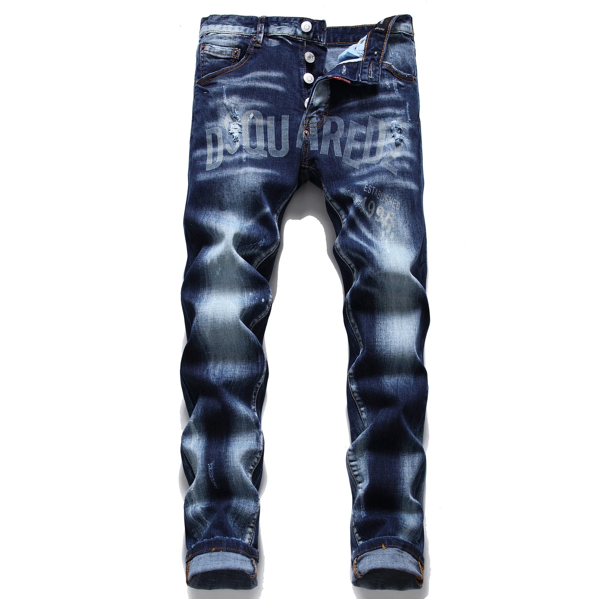 Distressed Paint-Splatter Denim Jeans (Dsquared2 Style)