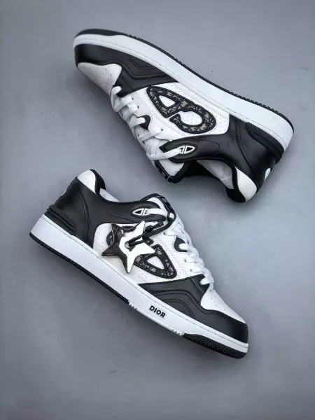 Dior B23 Low White Black Leather Sneakers - 1