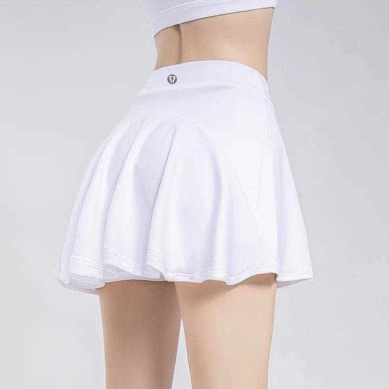 Black Lululemon Style High-Waisted Tennis Skirt