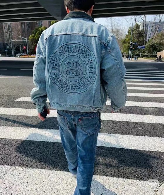 Embossed Denim Padded Jacket Jacket