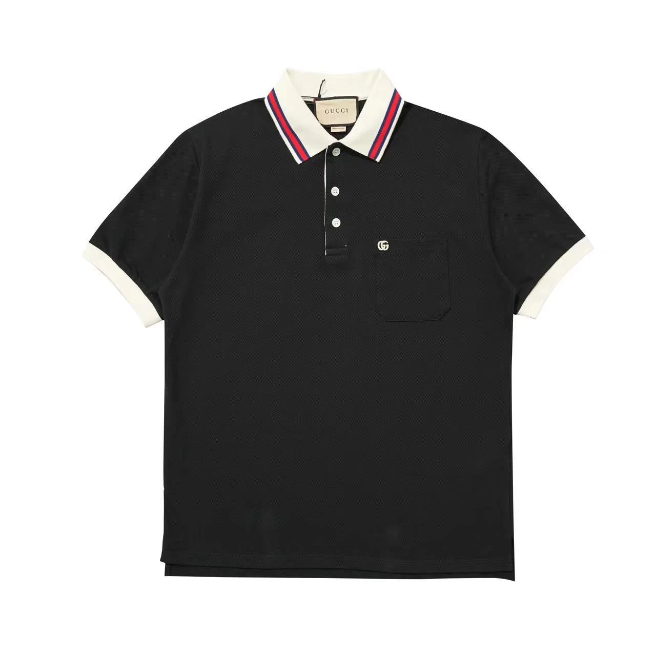 Navy Blue Gucci Character Embroidered Polo Shirt
